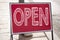 Conceptual hand writing text caption inspiration showing Open. Business concept for shop Opening written on announcement road sign