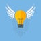 Conceptual idea. A bulb icon with wings.