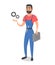 Conceptual illustration of master or foreman, with instruments. Cartoon vector style
