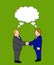 Conceptual illustration of two people shaking hands while sharing the same thought