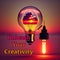 A conceptual image, A Bright Idea, with message unleash your creativity power, generated by AI.