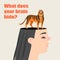 Conceptual image of a girl with a tiger hiding in her head. Secrets of the human brain.