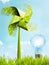 Conceptual image of renewable eco friendly wind power energy