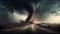 Conceptual image of tornado approaching a road with dramatic sky background. Generative Ai