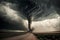 Conceptual image of tornado in the middle of a country road