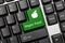 Conceptual keyboard - Vegan Food green key with apple symbol