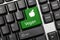Conceptual keyboard - Vegan green key with apple symbol