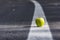 Conceptual landscape with a green apple on the leading lines of the road