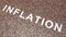 Conceptual large community of people forming the word INFLATION. 3d illustration metaphor for prices increase, currency