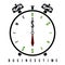 Conceptual money alarm clock with clock face stylized like text. Business time. Clock hands like dollar and business tie