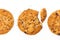 conceptual photo. chocolate chip oatmeal cookies on white