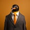 Conceptual Portraiture: Penguin In A Stylish Suit On An Orange Background