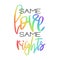 Conceptual poster with rainbow lettering