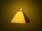 Conceptual pyramid design with light beam eye on top.