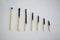 Conceptual set of burnt matches gradually arranged by stages of their incineration