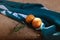 Conceptual still life shot of ripe tangerines on a table