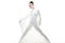 Conceptual studio young woman dressed in white.