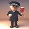 Concerned policeman police officer in 3d checking the alcohol limit, 3d illustration