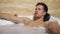 Concerned about problems man diving under water in bathtub to distract, crisis