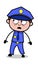 Concerned - Retro Cop Policeman Vector Illustration