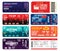 Concert, cinema, airline and football ticket templates. Collection of tickets mock up for entrance to different events