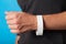 Concert paper bracelet mockup, event wristband. Arm activity accessory, adhesive, cheap