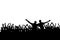 Concert, party. Applause crowd background silhouette, cheerful people. Funny cheering, isolated