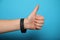 Concert wristband mockup, black hospital bracelet design. Arm adhesive, carpus paper accessory