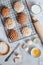 Concha mexican bread, Ingredients for baking traditional conchas in Mexico