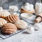 Concha mexican bread, Ingredients for baking traditional conchas in Mexico