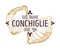 Conchiglie Italian pasta type, emblem for menu or product