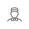 Concierge icon. Doorman outline logo. Porter line pictogram. Label employee of hotel, Motel, inns. Vector illustration