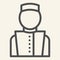 Concierge line icon. Hotel porter symbol, outline style pictogram on beige background. Bellboy in uniform sign for