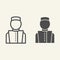 Concierge line and solid icon. Hotel porter symbol, outline style pictogram on beige background. Bellboy in uniform sign