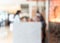 Concierge service blur background reception counter of hotel, restaurant or apartment`s front desk in luxury reception hall