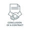 Conclusion of a contract line icon, vector. Conclusion of a contract outline sign, concept symbol, flat illustration
