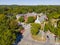 Concord historic town center aerial view, MA, USA