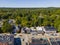 Concord historic town center aerial view, MA, USA