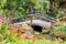 Concrete arched bridge in the park look like wooden bridge,Cement bridge