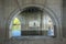 Concrete arches under Founders Bridge in Hartford, Connecticut.