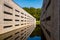 Concrete blocks in the Waterloopbos Vollenhove Flevoland Netherlands, Used to test the way water reacts to certain