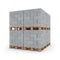 Concrete blocks on wooden pallets 3d rendering