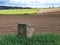 Concrete boundary pillar between Belgium and Germany in the Belgian Ardennes (province of LiÃ¨ge)