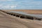 Concrete breakers on the beach at Leasowe Wirral June 2019