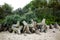 Concrete breakwaters on the beach - in the shape of stars - tet