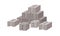 Concrete brick pile. Masonry units, gray blocks heap. Construction, building material, new blocks, solid rectangle