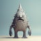 Concrete Brutalism Monster Figurine With Spiky Mounds - 3d Illustration