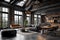 Concrete Canvas: Industrial Urban Scenes with Sofa and Dining Table in Farmhouse Black Style