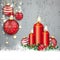 Concrete Christmas Cover Red Baubles Golden Stars Snow Candles