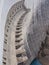 Concrete dam wall and overflow of impressive Katse Dam hydroelectric power plant in Lesotho, Africa